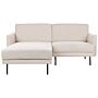 Corner Sofa Polyester Light Beige 192 X 155 Couch 2-seater Upholstered Metal Legs Woven Fabric Cushioned Back