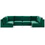 Modular Sofa Green Velvet U Shape 6 Seater Silver Metal Legs