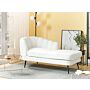 Chaise Lounge Cream White Boucle Upholstery Black Metal Legs Left Hand