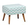 Footstool Mint Green Cotton Seat Wooden Legs Oriental Pattern