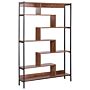 6 Tier Bookcase Dark Wood Shelves Black Metal Steel Frame Open Back Storage Industrial Beliani