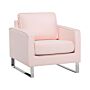 Armchair Pink Fabric Sled Silver Legs