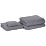 Set Of 4 Towels Grey Cotton Zero Twist Guest Hand Bath Towels And Bath Mat