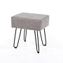 Grey Fabric Upholstered Rectangular Stool With Black Metal Legs