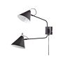 Wall Lamp Black Steel 2 Lights Lighting Drum Shades Adjustable Arm With Switch