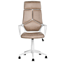 Office Chair Taupe And White Fabric Swivel Desk Computer Adjustable Seat Reclining Backrest