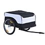 Homcom Folding Bike Trailer Cargo In Steel Frame Extra Bicycle Storage Carrier With Removable Cover And Hitch (white And Black)