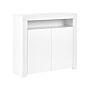 2 Door Sideboard White Mdf Particle Board 4 Shelves With Led Lighting Matt Storage Cabinet