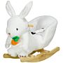 Homcom Kids Rocking Horse, Plush Rocking Chair Rabbit Shape W/ Safety Harness, Realistic Sound, Foot Pedals, For Toddler Aged 18-36 Months, White