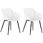 Set Of 2 Dining Chairs Plastic White Minimalist Design Armrests Living Room Kitchen Furniture