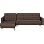 Corner Sofa Bed Brown Tufted Fabric Modern L-shaped Modular 4 Seater Right Hand Chaise Longue Beliani