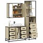 Vidaxl 3 Piece Bathroom Furniture Set Sonoma Oak Engineered Wood