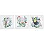 Set Of 3 Art Prints Multicolour Polyester Canvas 30 X 30 Cm Modern No Frames Hooks Children Room