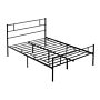 Homcom Double Metal Bed Frame Solid Bedstead Base With Headboard And Footboard, Metal Slat Support And Underbed Storage Space, Bedroom Furniture