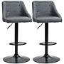 Homcom Modern Adjustable Bar Stools Set Of 2, Swivel Fabric Barstools With Footrest, Armrests And Back, For Kitchen Counter And Dining Room, Dark Grey