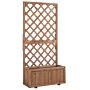 Outsunny Garden Wooden Pine Trough Planter With Topped Trellis Climbing Plants Flower Raised Bed