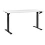 Manually Adjustable Desk White Tabletop Black Steel Frame 160 X 72 Cm Sit And Stand Square Feet Modern Design Office