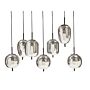 Pendant Lamp Semi-transparent Smoked Silver Glass Shades Iron 7 Light