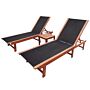 Vidaxl Sun Loungers 2 Pcs With Table Solid Acacia Wood And Textilene