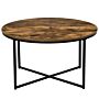 Homcom Coffee Table, Industrial Round Side Table With Metal Frame, Large Tabletop, Rustic Brown