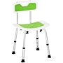 Homcom Shower Chair, 6-level Height Adjustable Shower Stool With Backrest, Curved Seat, Anti-slip Foot Pads, 136kg Capacity, Green