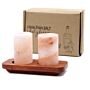 Set Of 2 Himalayan Salt Shot Glasses & Wood Serving Stand