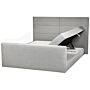 Eu Super King Size Divan Bed With Storage 6ft Light Grey Upholstery With Bonell Spring Mattress