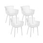 Set Of 4 Dining Chairs White Plastic Garden With Armrests