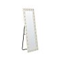 Standing Mirror White Pu Leather 50 X 150 Cm With Stand Acrylic Glass Rhinestones Decorative Frame