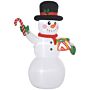 Outsunny 6ft Christmas Inflatable Snowman With Candy Cane And Gift Box, Christmas Blow Up Snowman With Built-in Led Light For Indoor, Outdoor, Party | Aosom Uk