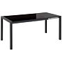 Extending Dining Table Black Metal Legs 120/160 X 80 Cm Traditional Mechanism Glossy Lacquered Finish Beliani