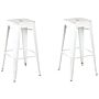 Set Of 2 Bar Stools White With Gold Steel 76 Cm Stackable Counter Height