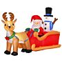 Homcom 1.3m Christmas Inflatable Santa Claus On Sleigh Deer, Led Lighted For Home Garden Lawn Decoration Party Prop