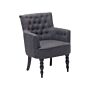 Armchair Grey Fabric Club Chair Button Tufted Wooden Legs