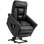 Homcom Power Lift Chair, Pu Leather Recliner Sofa Chair With Remote Control, Side Pocket, Black