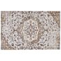 Area Rug Beige And Brown Polyester And Cotton 150 X 230 Cm Handwoven Printed Floral Distressed Oriental Pattern