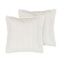 Set Of 2 Throw Cushions White Polyester 45 X 45 Cm Glam Embossed Zipper Furry