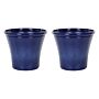 Set Of 2 Plant Pots Planters ⌀46 Solid Navy Blue Fibre Clay High Gloss Outdoor Resistances All-weather