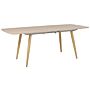 Dining Table Light Wood Mdf Extendable Tabletop 180/210 X 90 Cm 6 Seater Minimalist Table