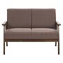 Sofa Brown Polyester Upholstery 2 Seater Retro Design Wooden Frame Living Room Couch