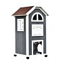 Pawhut Wooden Cat House, Weatherproof Pet Shelter, Outdoor Cat Condos Cave, 2 Floor Furniture, Grey And White