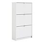 Shoes Shoe Cabinet W. 3 Tilting Doors And 2 Layers In White