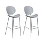 Set Of 2 Bar Chairs Light Grey Synthetic Seat Metal Legs Minimalist Design Dining Room Bar Stools Backrest