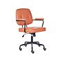 Office Chair Orange Faux Leather Swivel Adjustable Height With Armrests Home Office Study Traditional