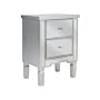 2 Drawer Bedside Table Silver Glass Mirrored