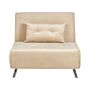 Sofa Bed Beige Velvet Fabric Upholstery Single Sleeper Fold Out Chair Bed With Cushion