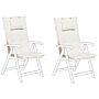 Set Of 2 Garden Chair Cushion Off-white Polyester Seat Backrest Pad Modern Design Outdoor Pad