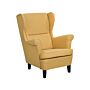 Wingback Chair Armchair Yellow Fabric Upholstered Rolled Arms