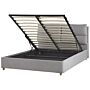 Bed Frame Light Grey Velvet Upholstery With Storage Eu Double Bedroom Furniture