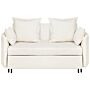 2 Seater Sofa Bed Beige Ivory Sleeping Function Profiled Armrests Beliani